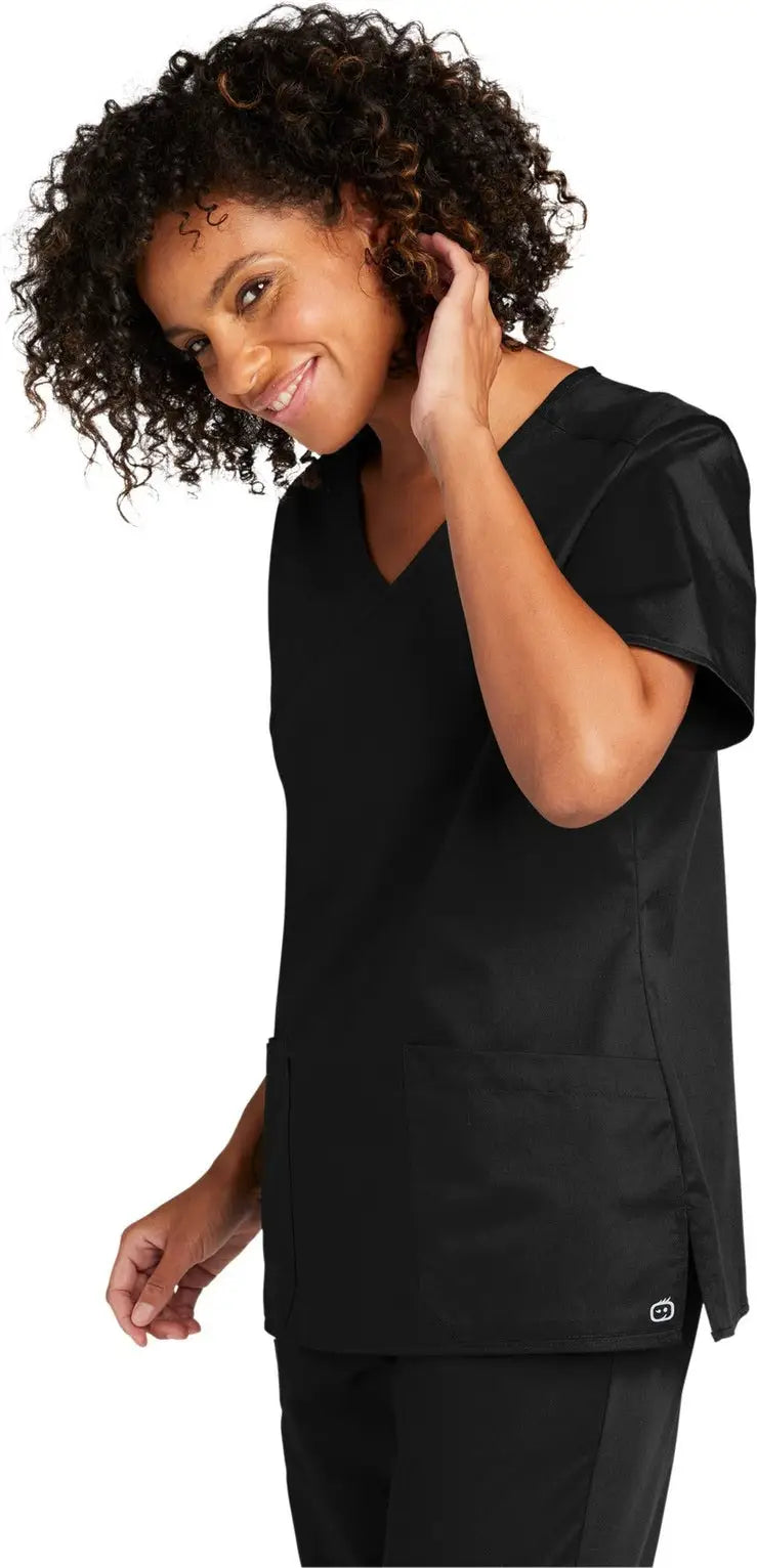 Wink Ww4760 Women’s Workflex Mock Wrap Top - Black