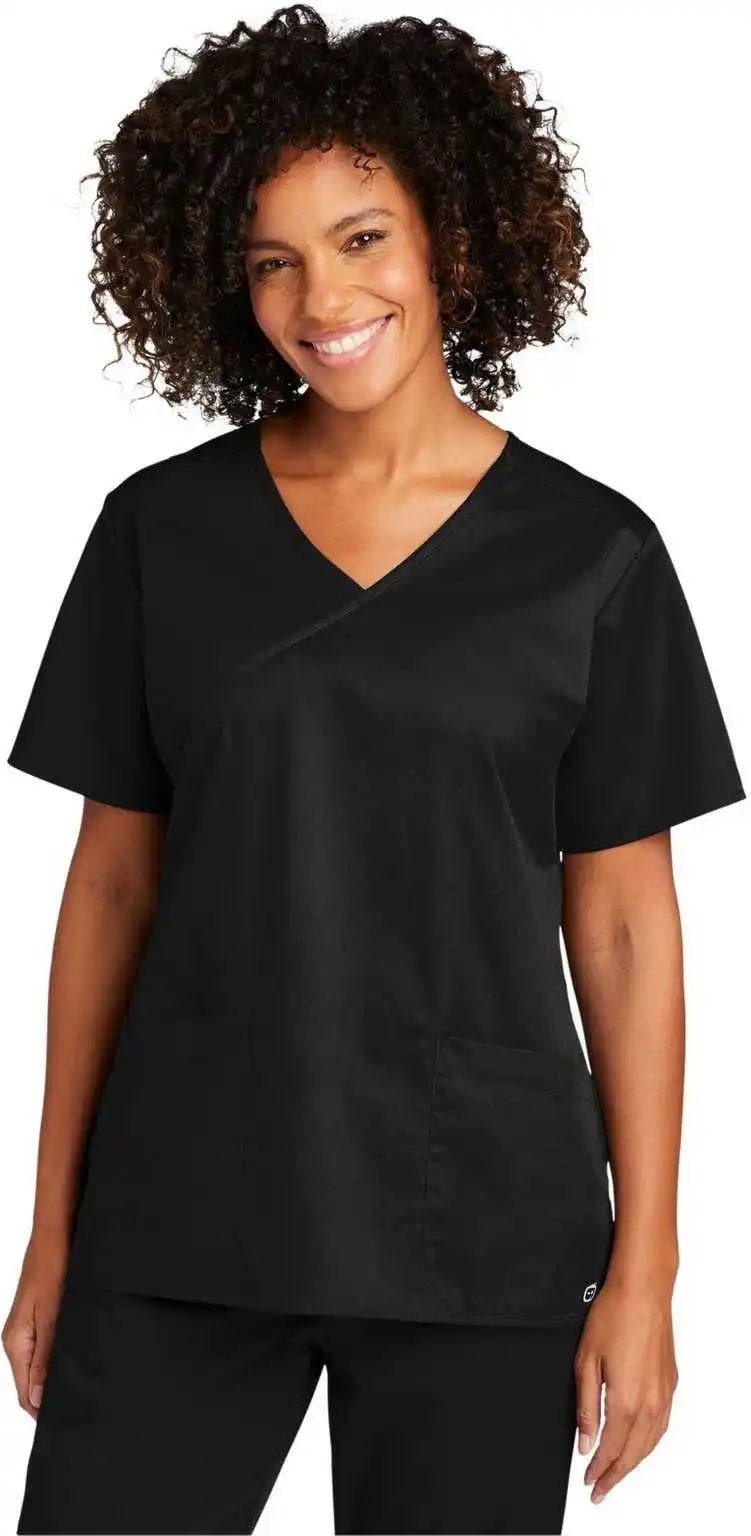 Wink Ww4760 Women’s Workflex Mock Wrap Top - Black