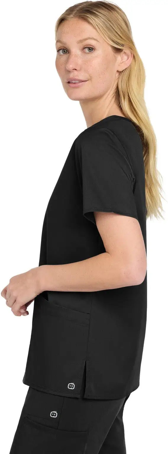 Wink Ww4760 Women’s Workflex Mock Wrap Top - Black