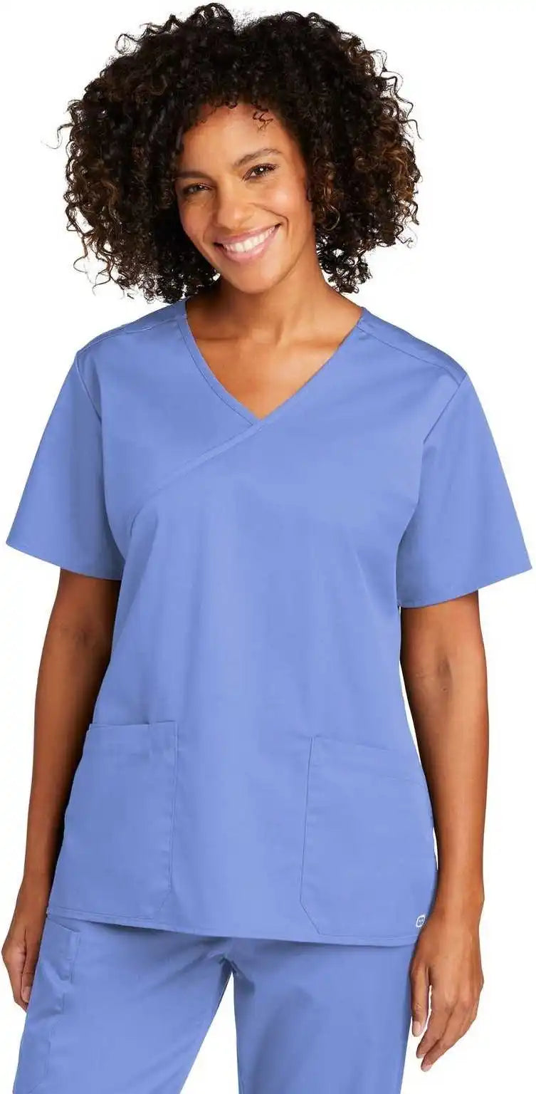 Wink Ww4760 Women’s Workflex Mock Wrap Top - Ceil Blue
