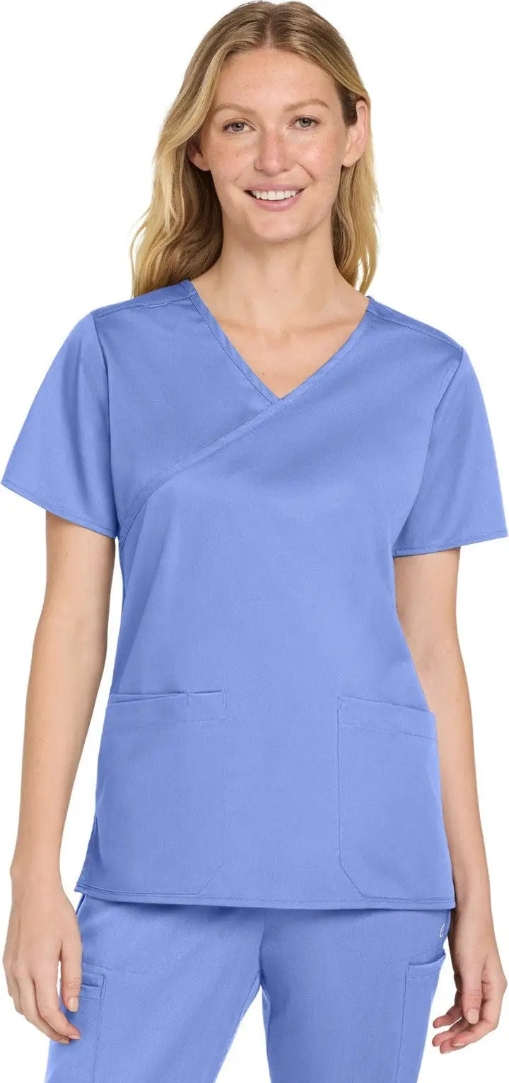 Wink Ww4760 Women’s Workflex Mock Wrap Top - Ceil Blue