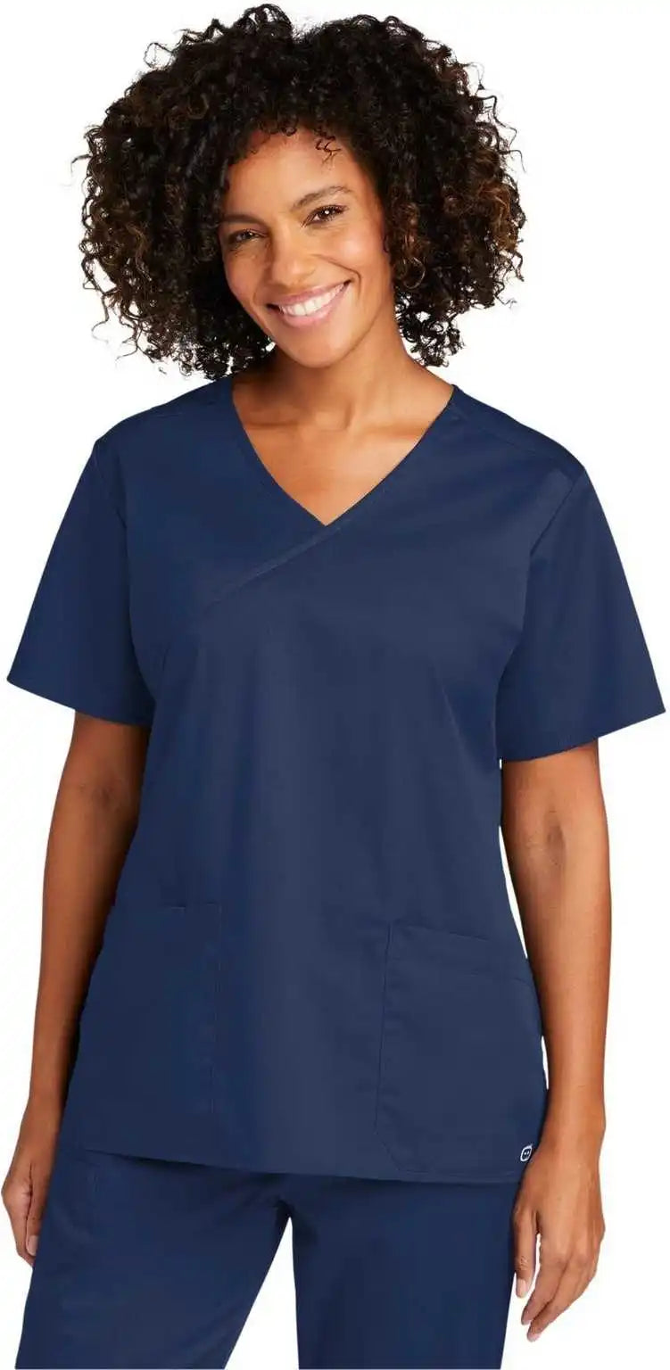 Wink Ww4760 Women’s Workflex Mock Wrap Top Navy