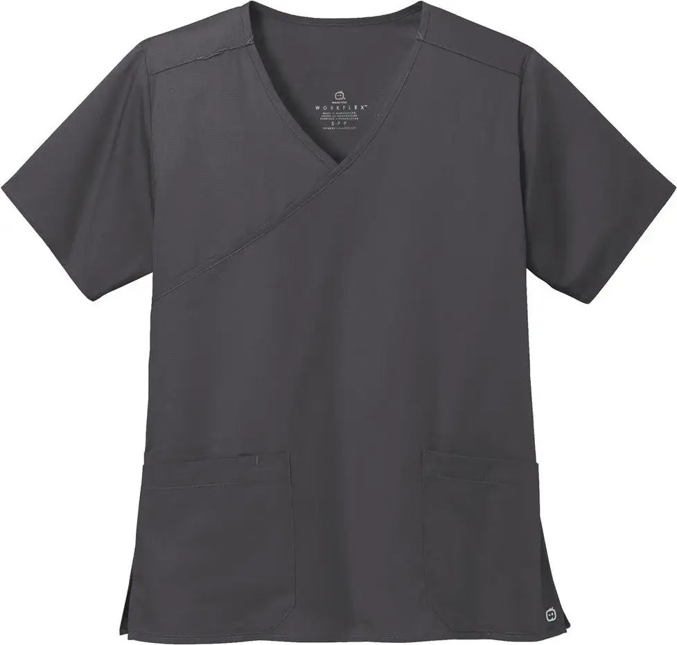Wink Ww4760 Women’s Workflex Mock Wrap Top - Pewter