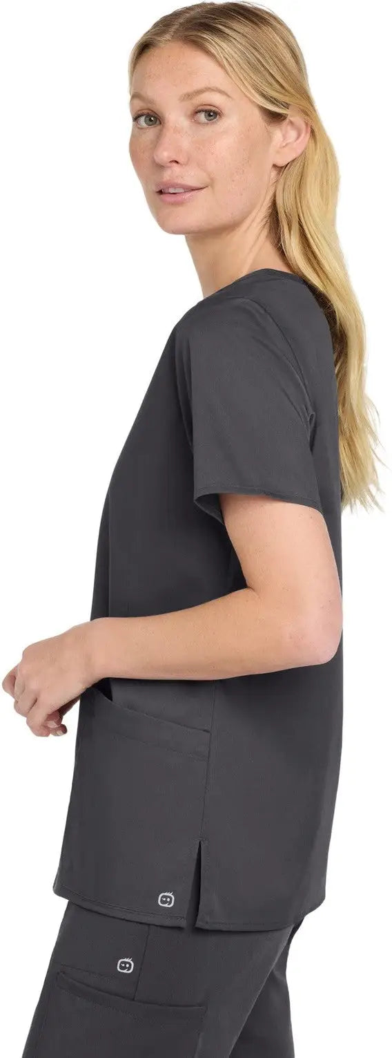 Wink Ww4760 Women’s Workflex Mock Wrap Top - Pewter
