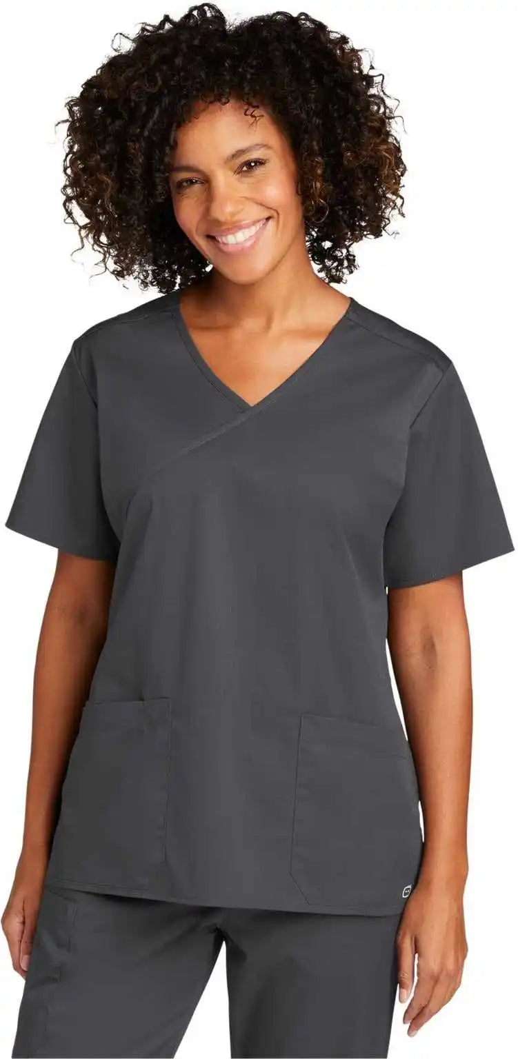 Wink Ww4760 Women’s Workflex Mock Wrap Top Pewter