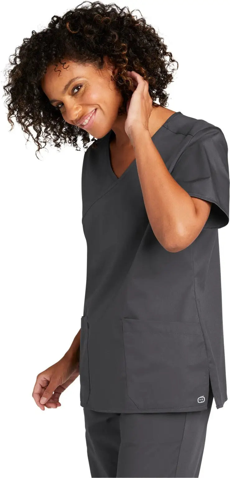Wink Ww4760 Women’s Workflex Mock Wrap Top - Pewter