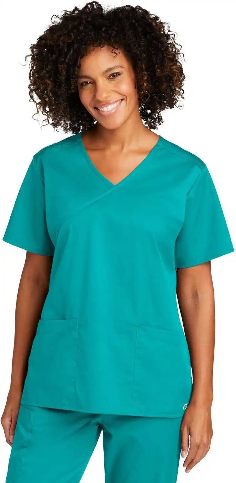 Wink Ww4760 Women’s Workflex Mock Wrap Top - Teal Blue