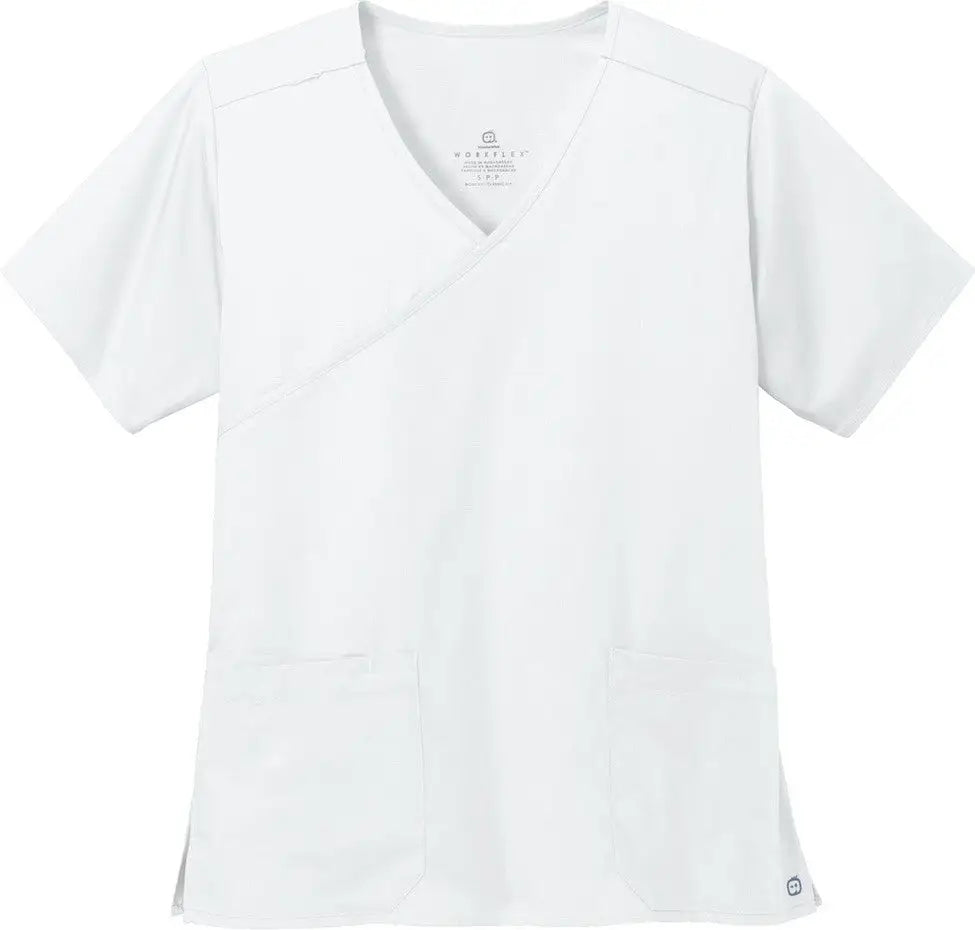Wink Ww4760 Women’s Workflex Mock Wrap Top - White