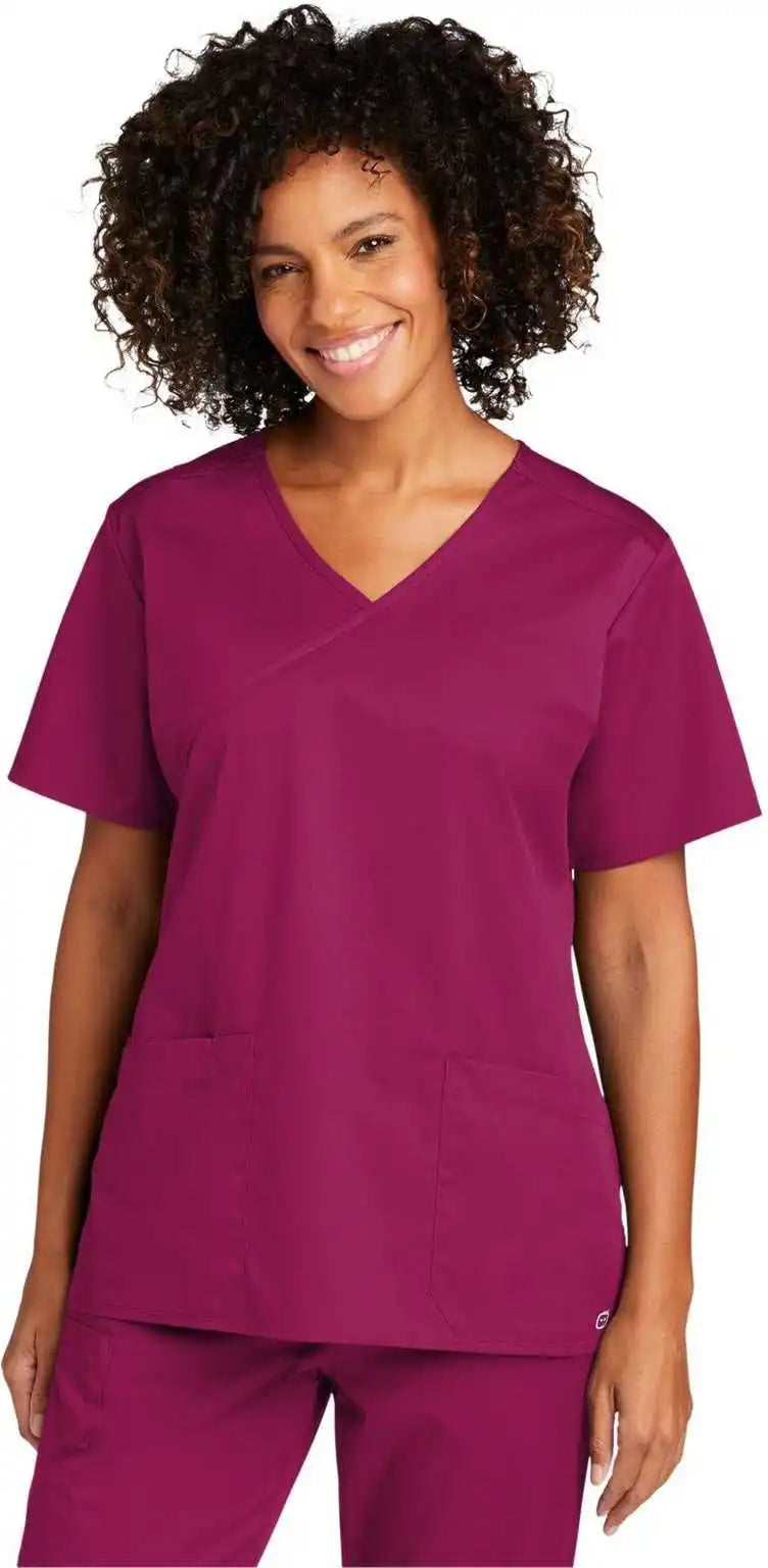 Wink Ww4760 Women’s Workflex Mock Wrap Top - Wine