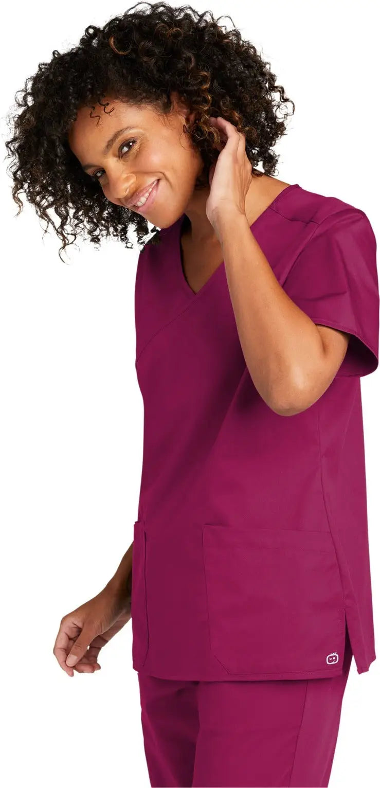 Wink Ww4760 Women’s Workflex Mock Wrap Top - Wine