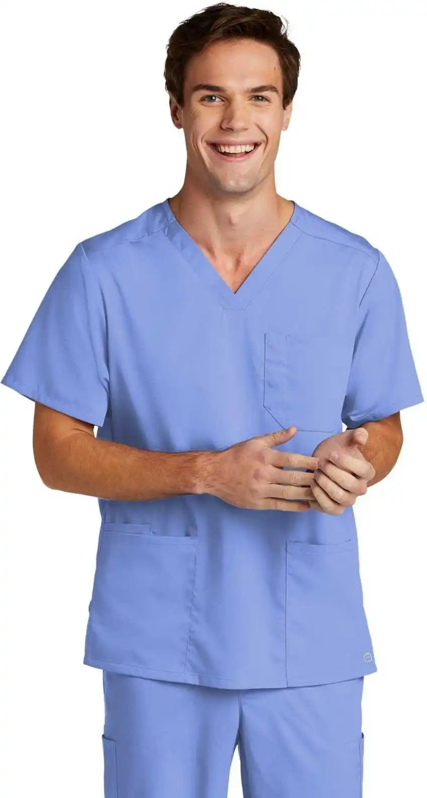 Wink Ww5068 Men’s Premiere Flex v Neck Top Ceil Blue