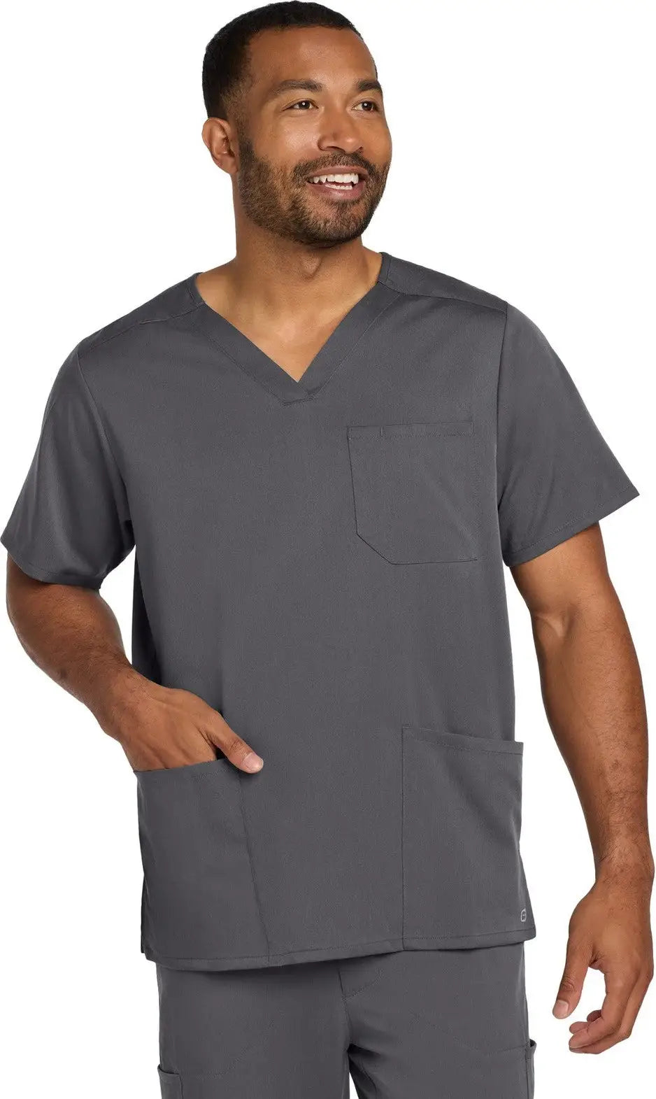 Wink Ww5068 Men’s Premiere Flex V-neck Top - Pewter