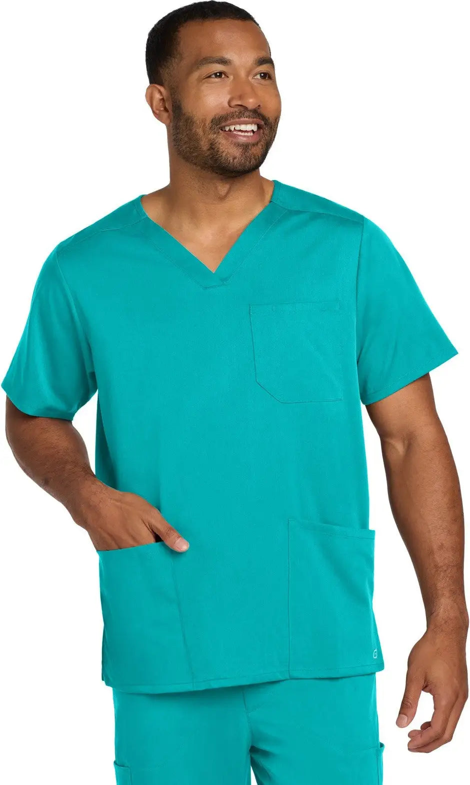 Wink Ww5068 Men’s Premiere Flex V-neck Top - Teal Blue - Adult Xs