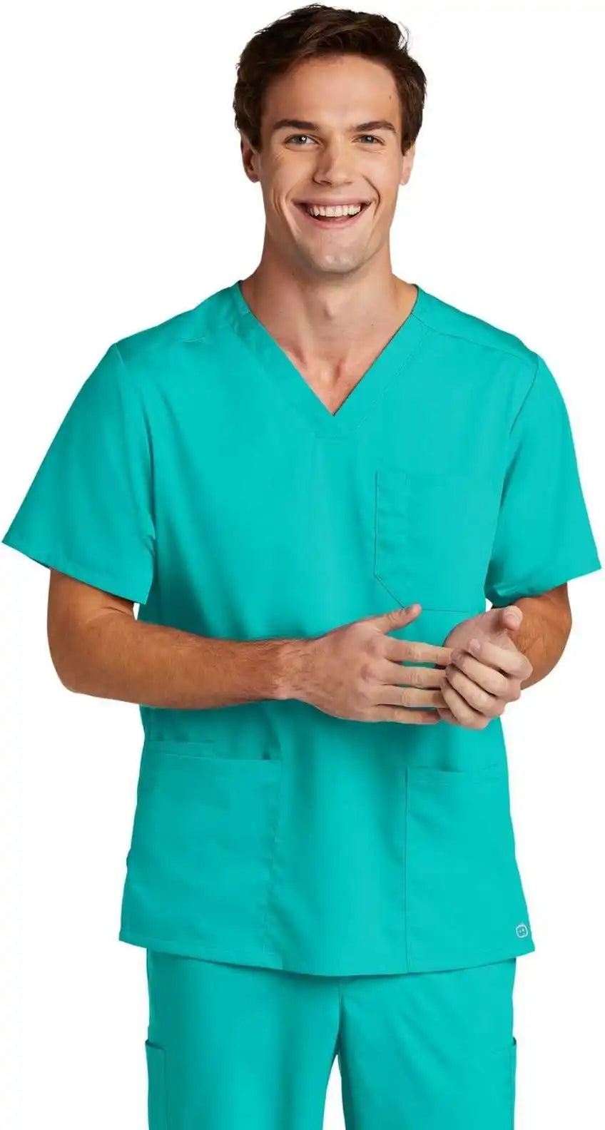 Wink Ww5068 Men’s Premiere Flex V-neck Top - Teal Blue