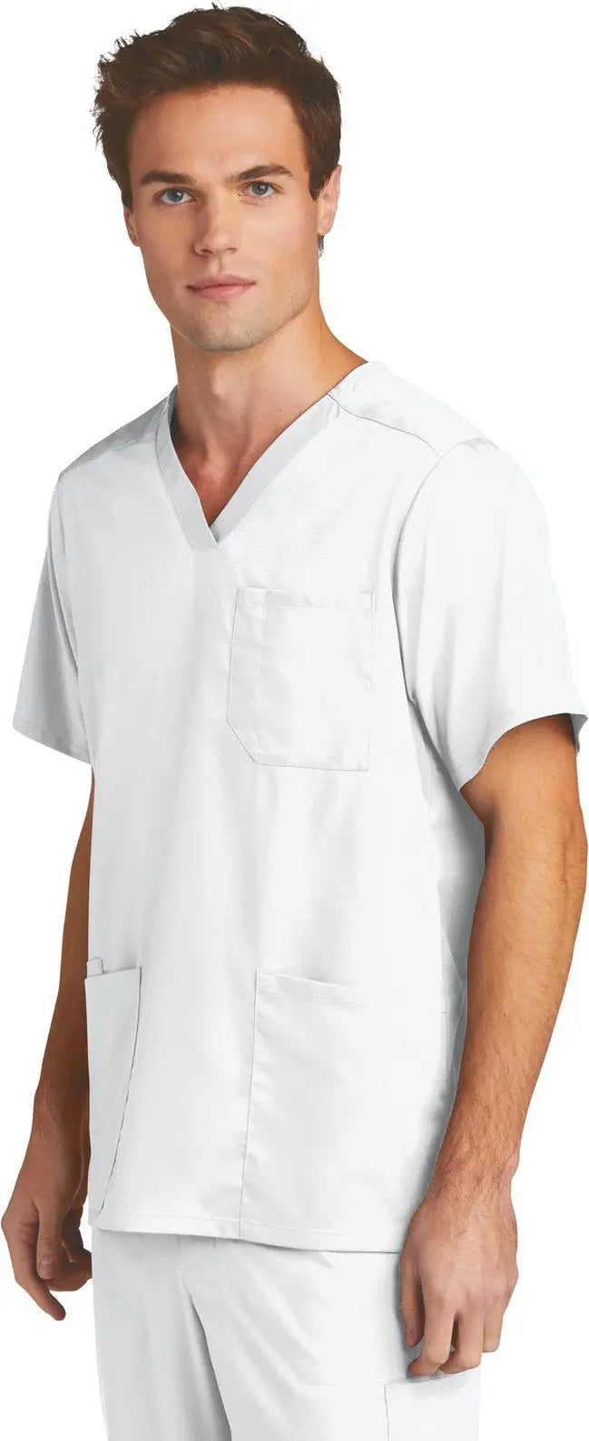 Wink Ww5068 Men’s Premiere Flex V-neck Top - White