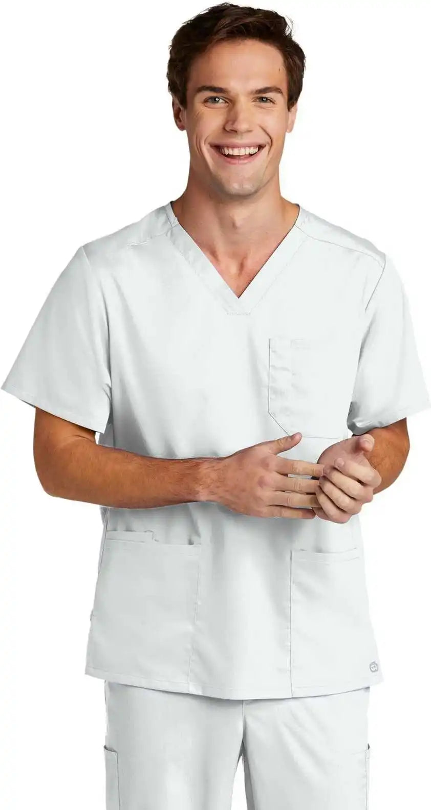 Wink Ww5068 Men’s Premiere Flex V-neck Top - White