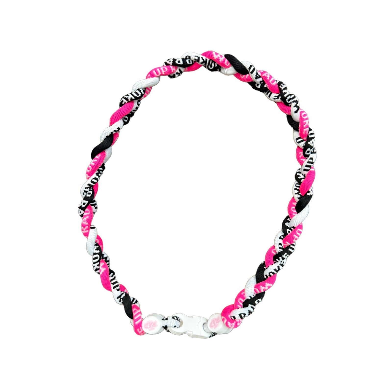 Woke Up Rad 18’’ Braided Rope Necklace (pink/black/white)