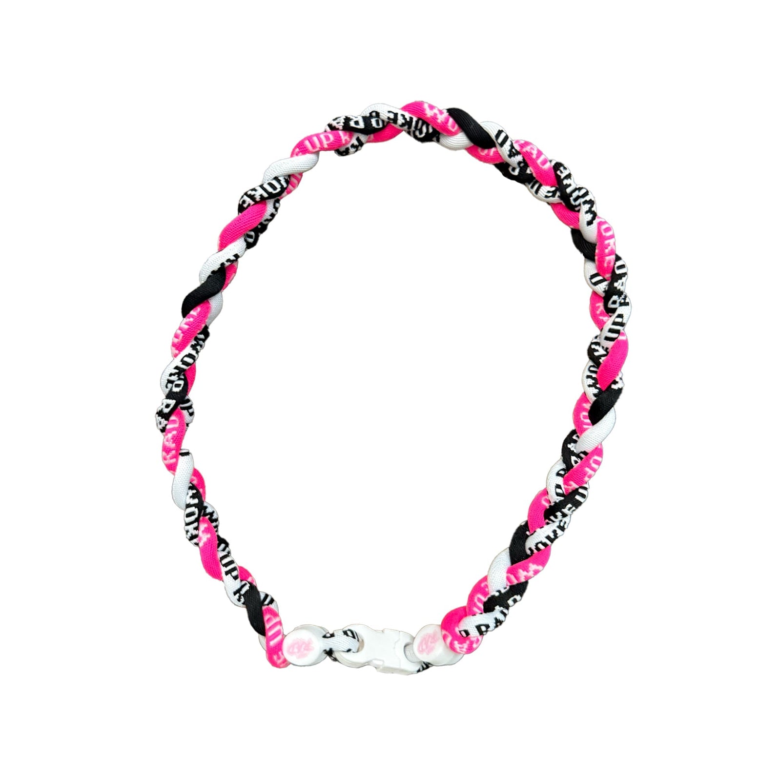 Woke Up Rad 18’’ Braided Rope Necklace (pink/black/white)