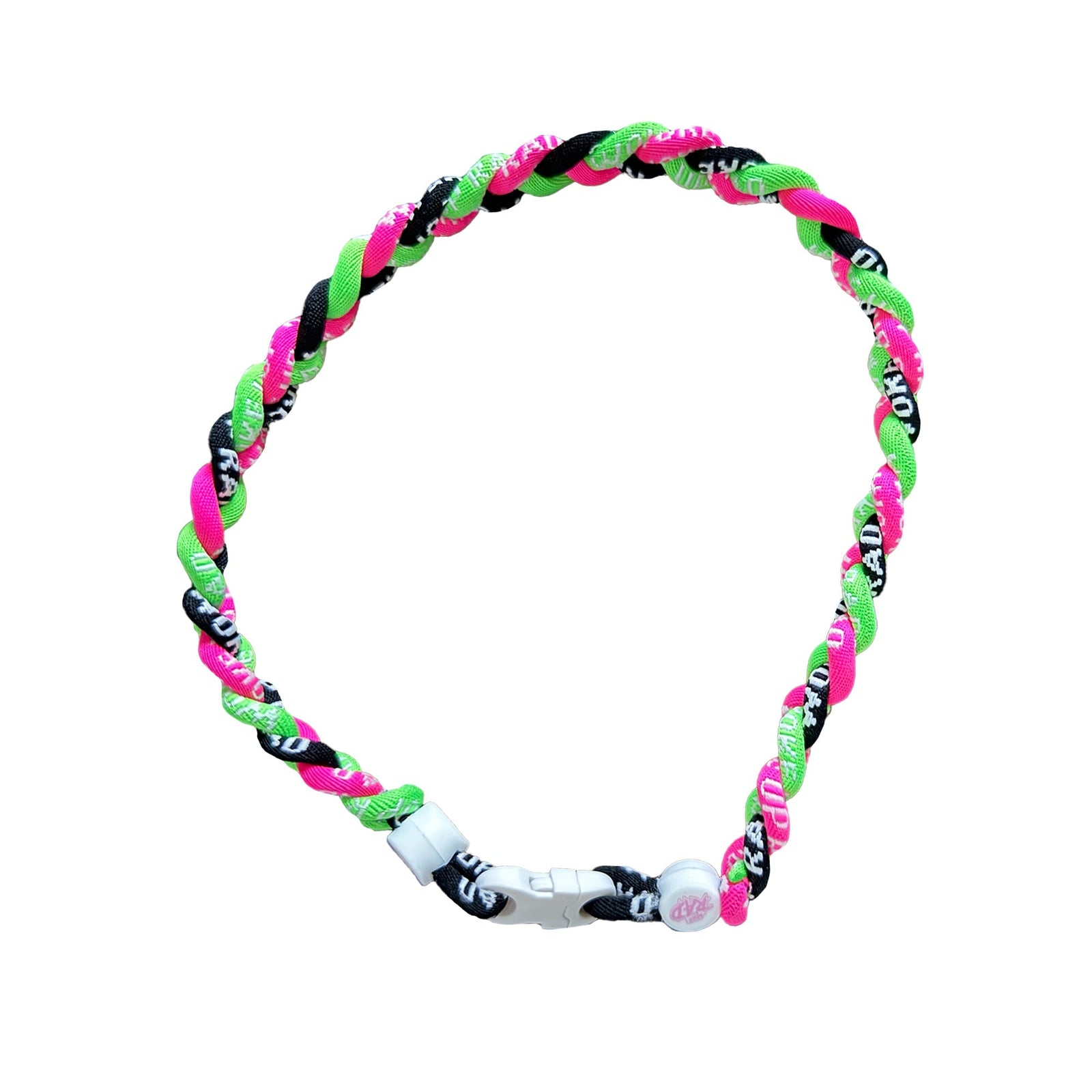 Woke Up Rad 18’’ Braided Rope Necklace (pink/green/black)