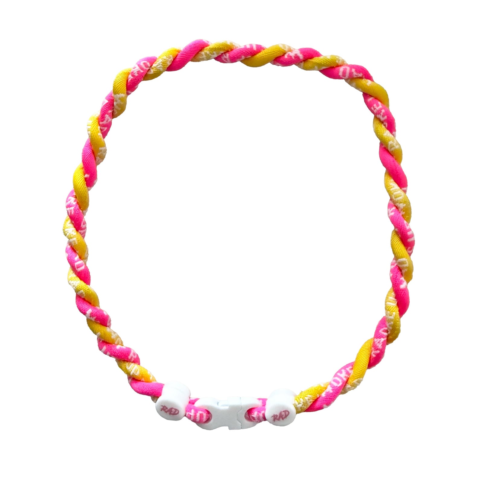 Woke Up Rad 18’’ Braided Rope Necklace (pink/yellow)