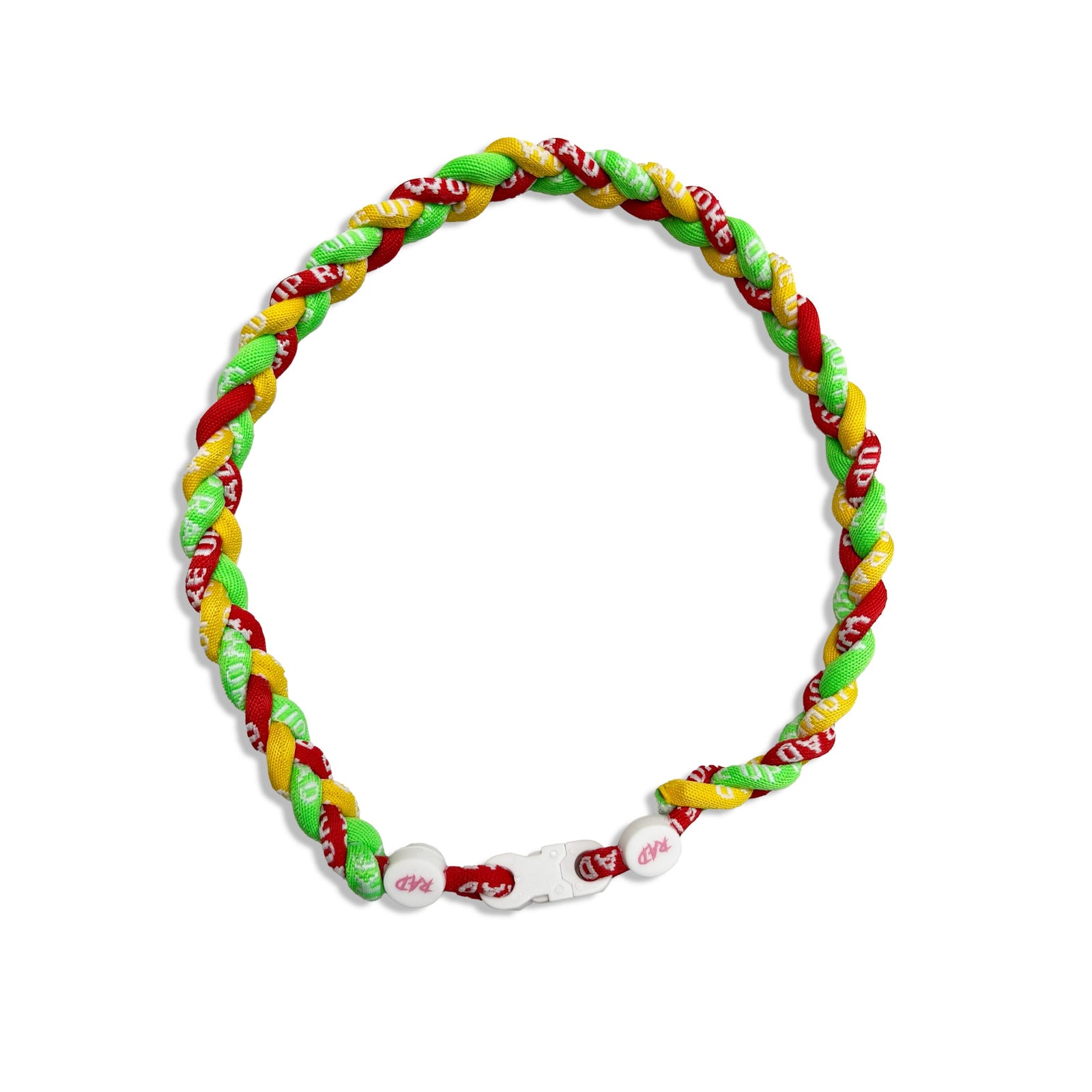 Woke Up Rad 18’’ Braided Rope Necklace (red/yellow/green)