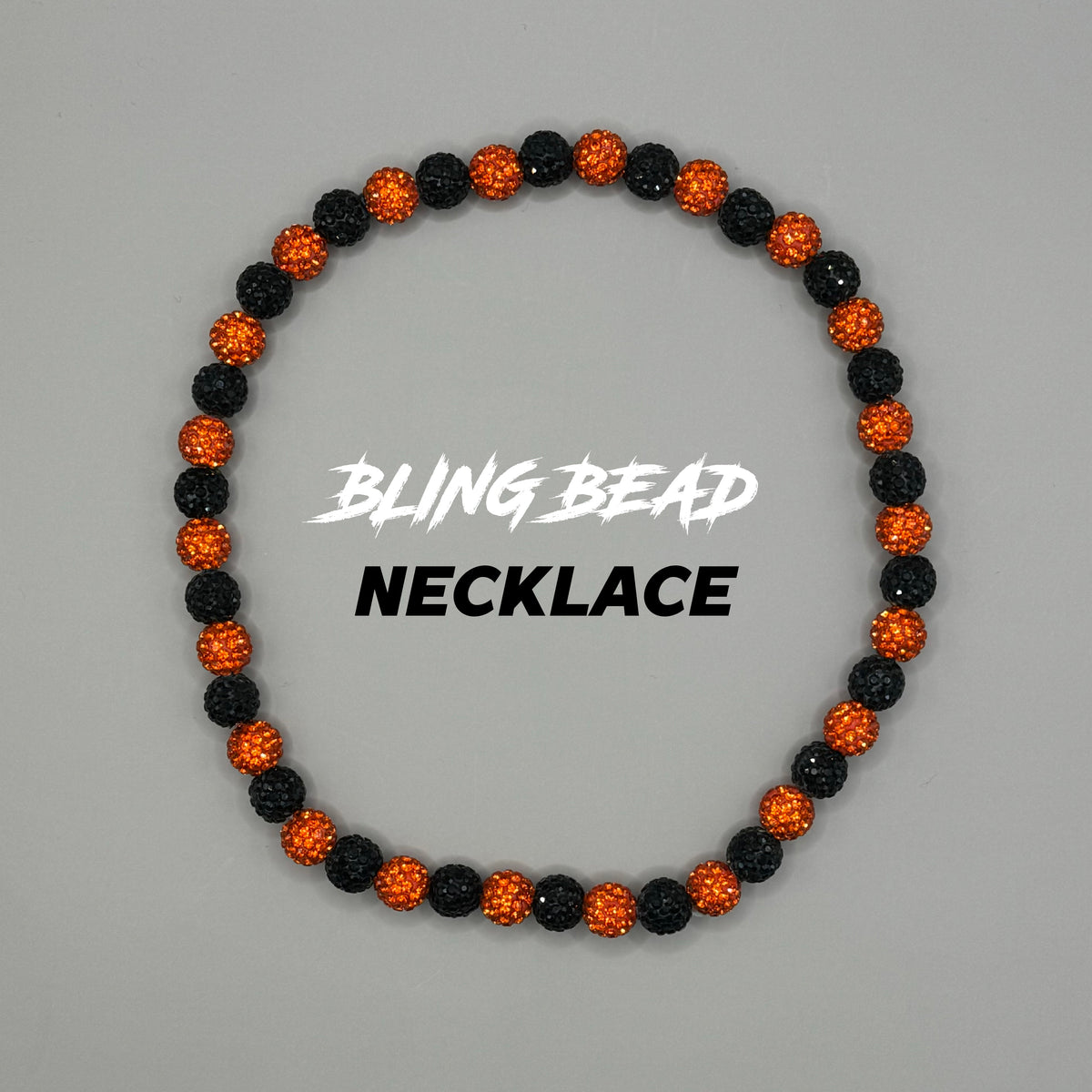 Woke Up Rad Bling Bead Necklace - Black/oranges - 18 Inch