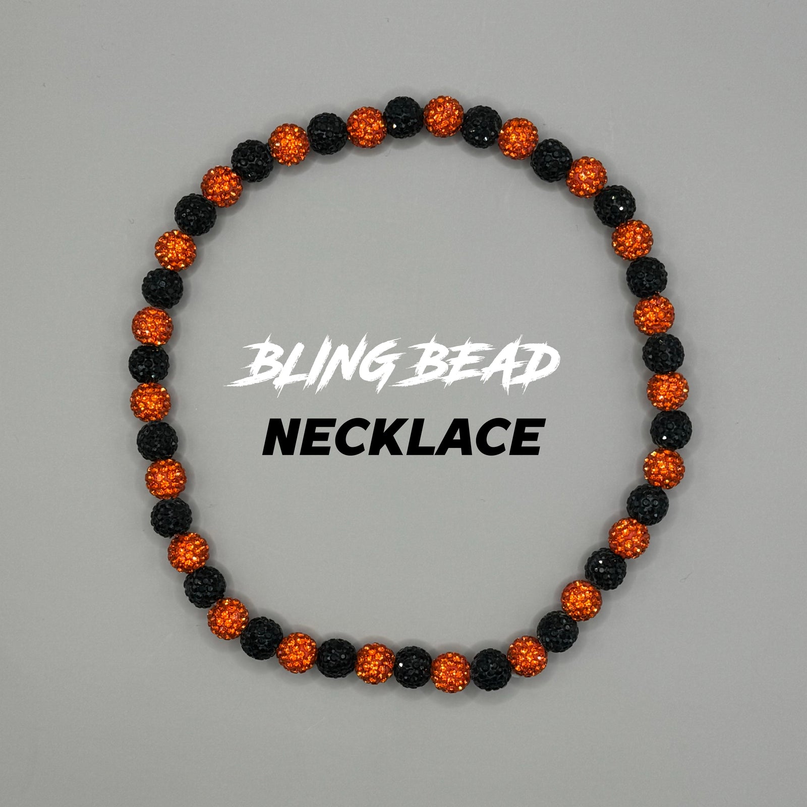 Woke Up Rad Bling Bead Necklace (black/oranges) - 18 Inch