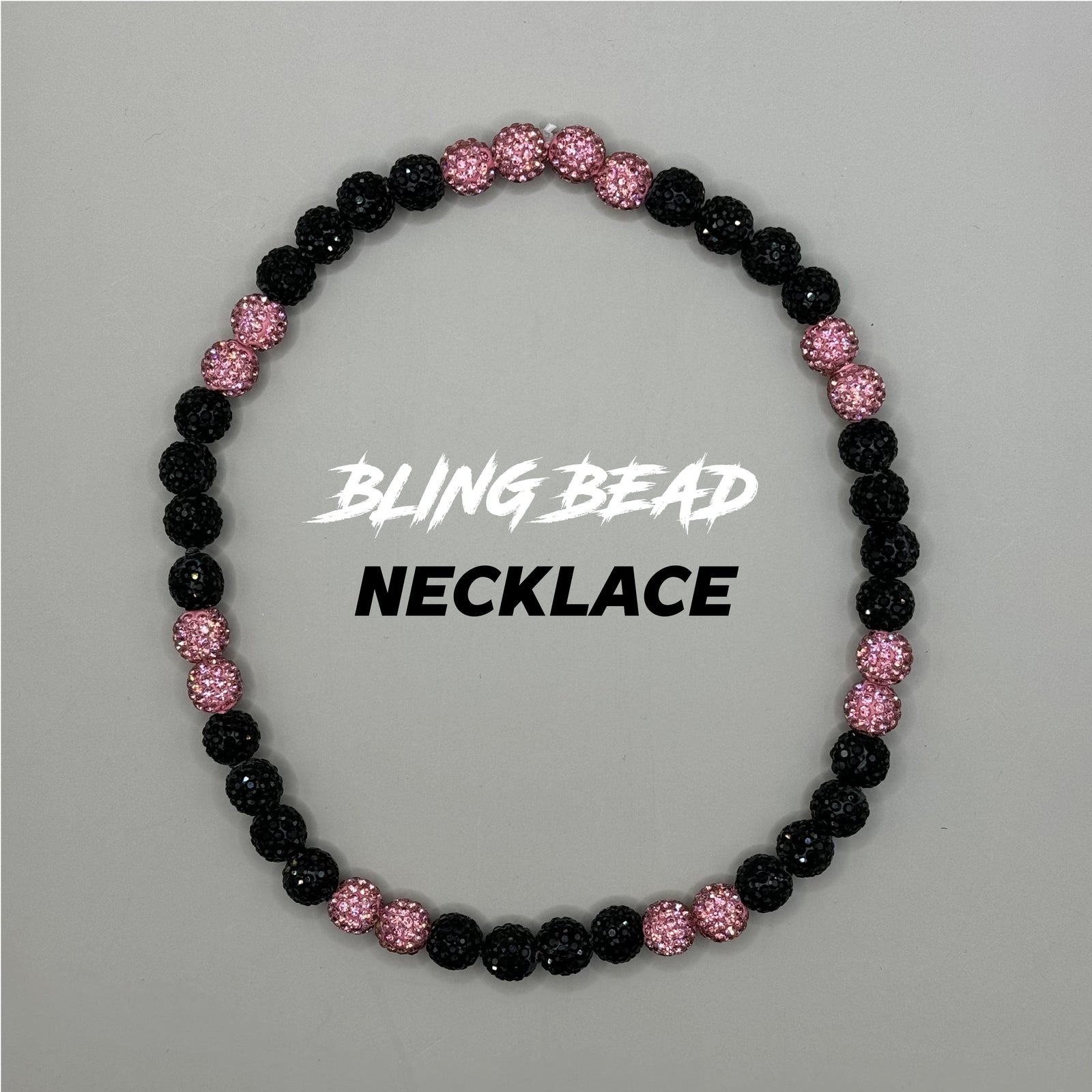 Woke Up Rad Bling Bead Necklace (black/pinks) - 18 Inch