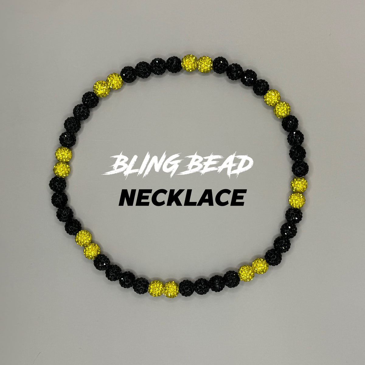 Woke Up Rad Bling Bead Necklace (black/yellows) - 18 Inch