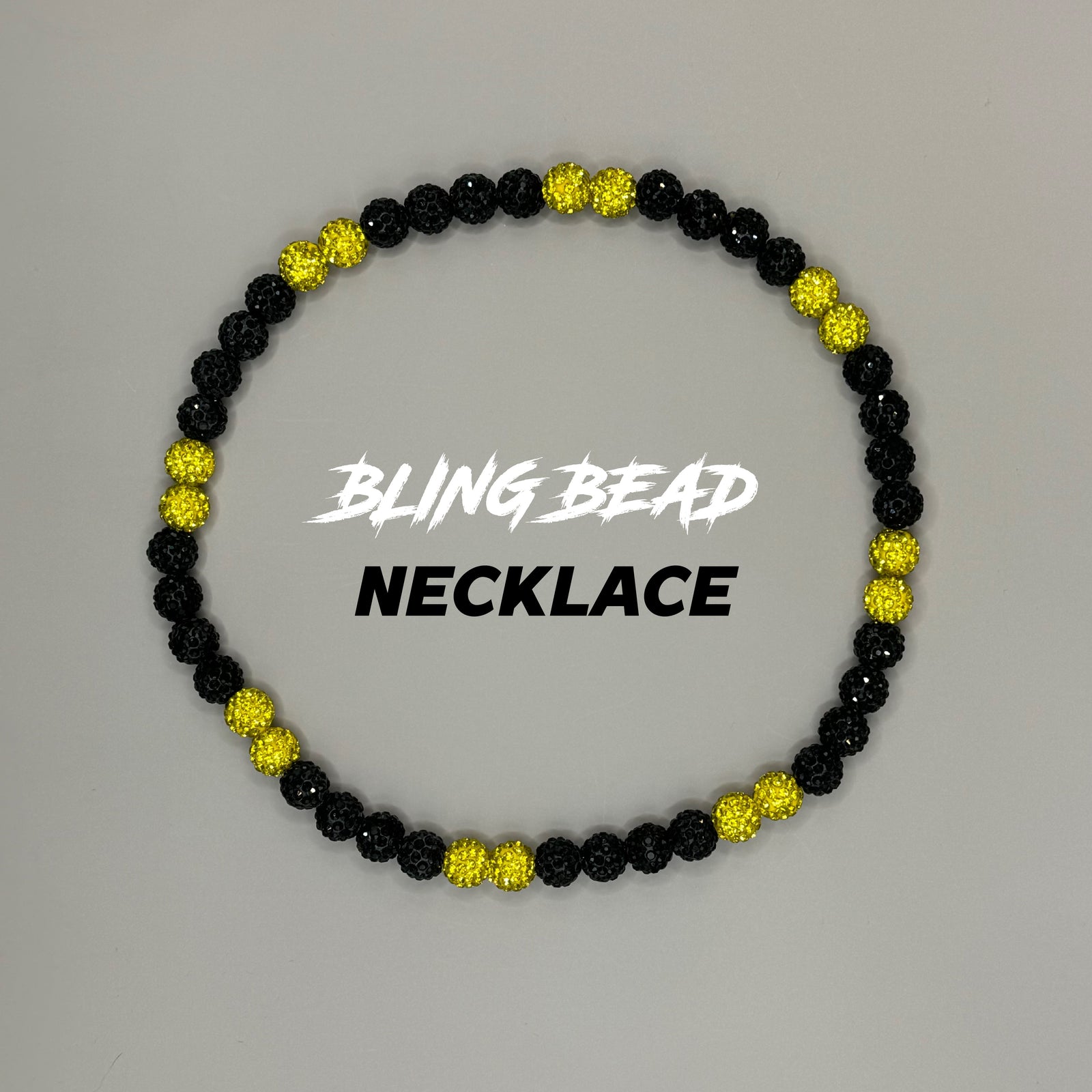 Woke Up Rad Bling Bead Necklace (black/yellows) - 18 Inch