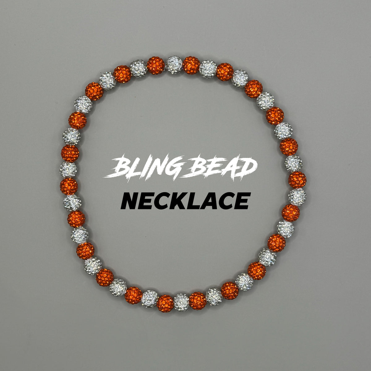 Woke Up Rad Bling Bead Necklace - Orange/whites