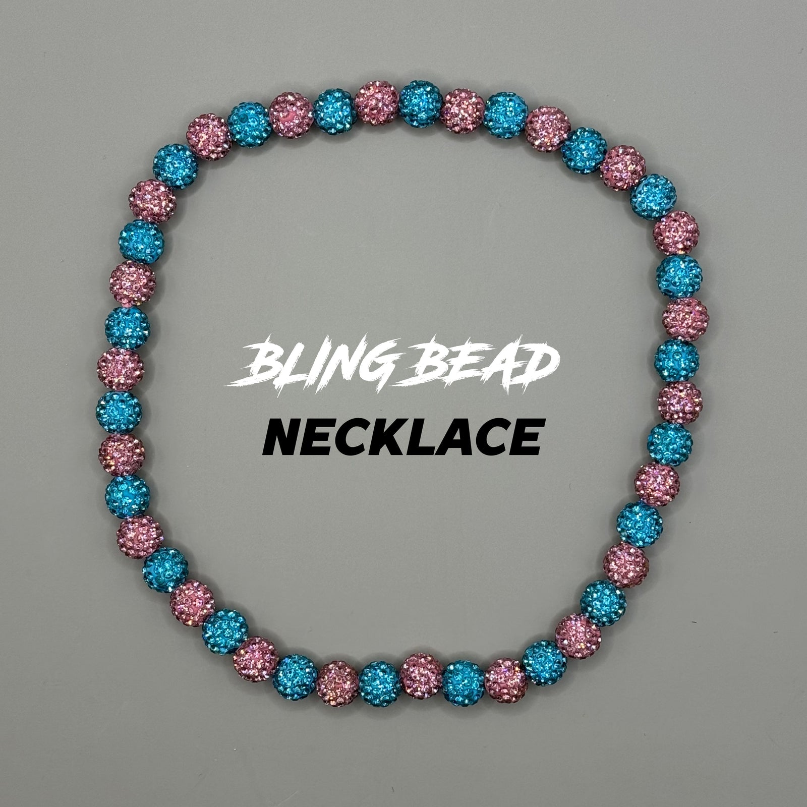 Woke Up Rad Bling Bead Necklace (pink/blues) - 18 Inch