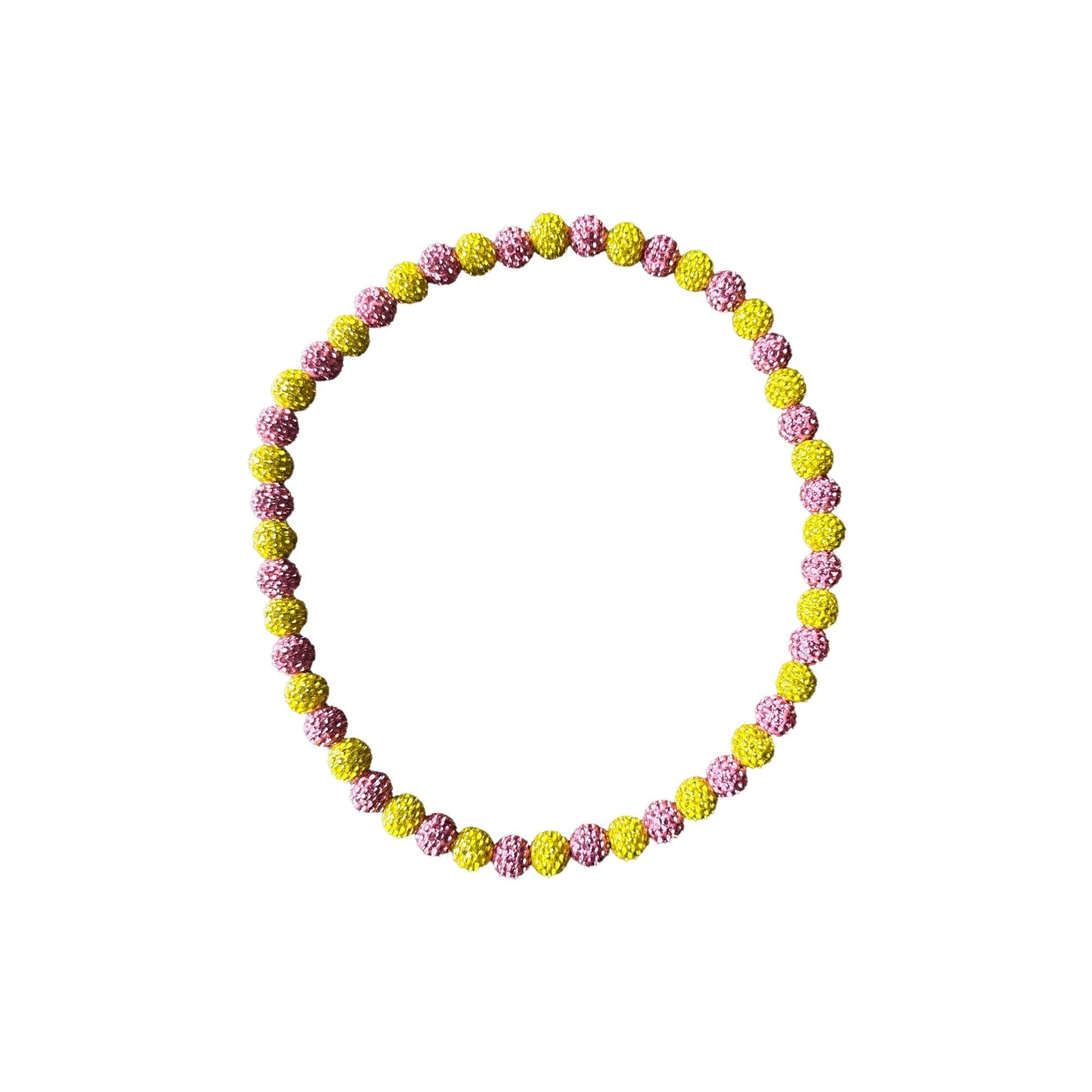 Woke Up Rad Bling Bead Necklace (pink/yellow) - Pink Yellow / 18 Inch