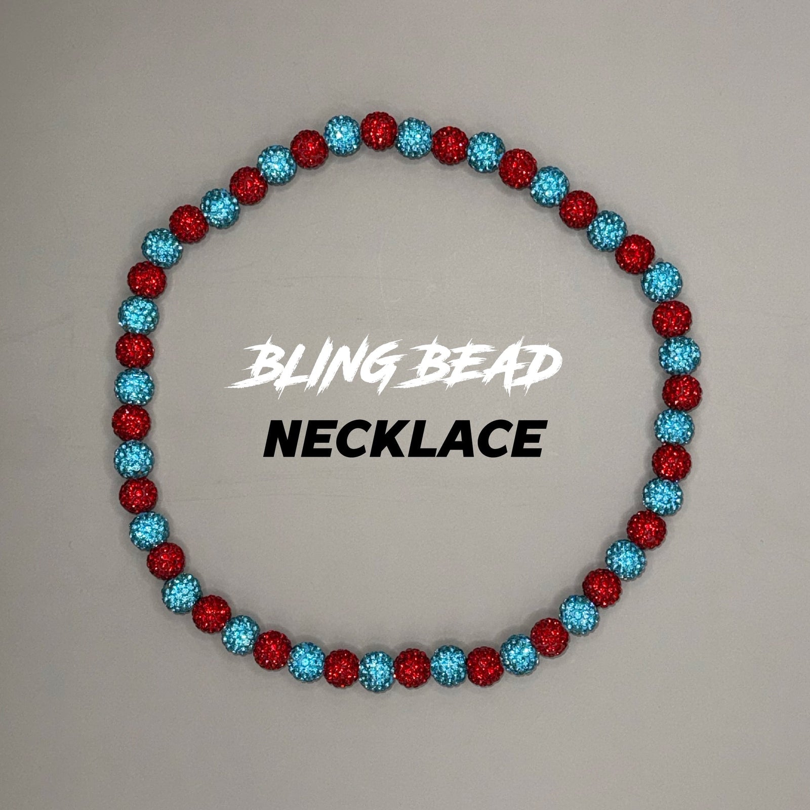 Woke Up Rad Bling Bead Necklace (red/blues) - 18 Inch