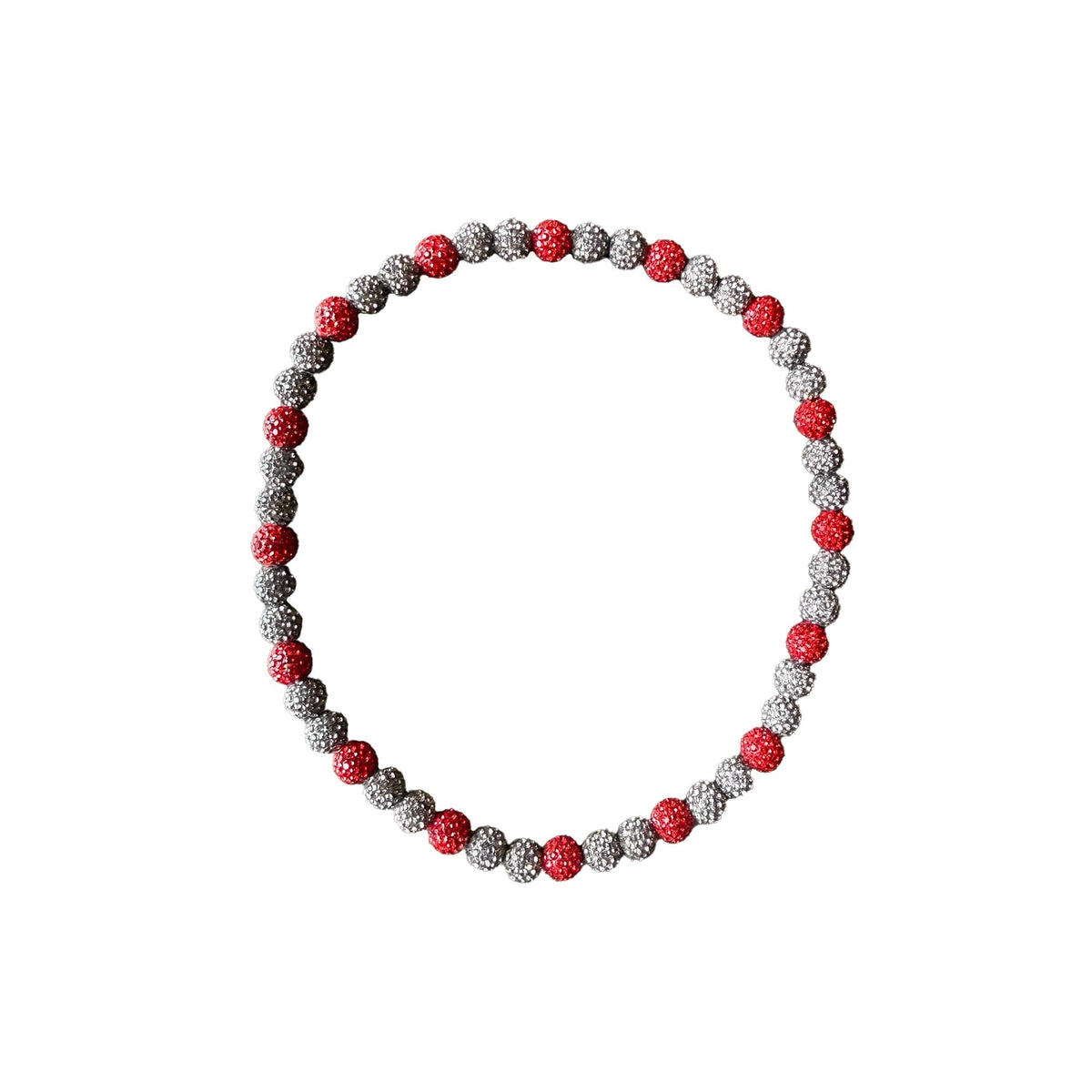 Woke Up Rad Bling Bead Necklace (red/grey) - Red Grey / 18 Inch