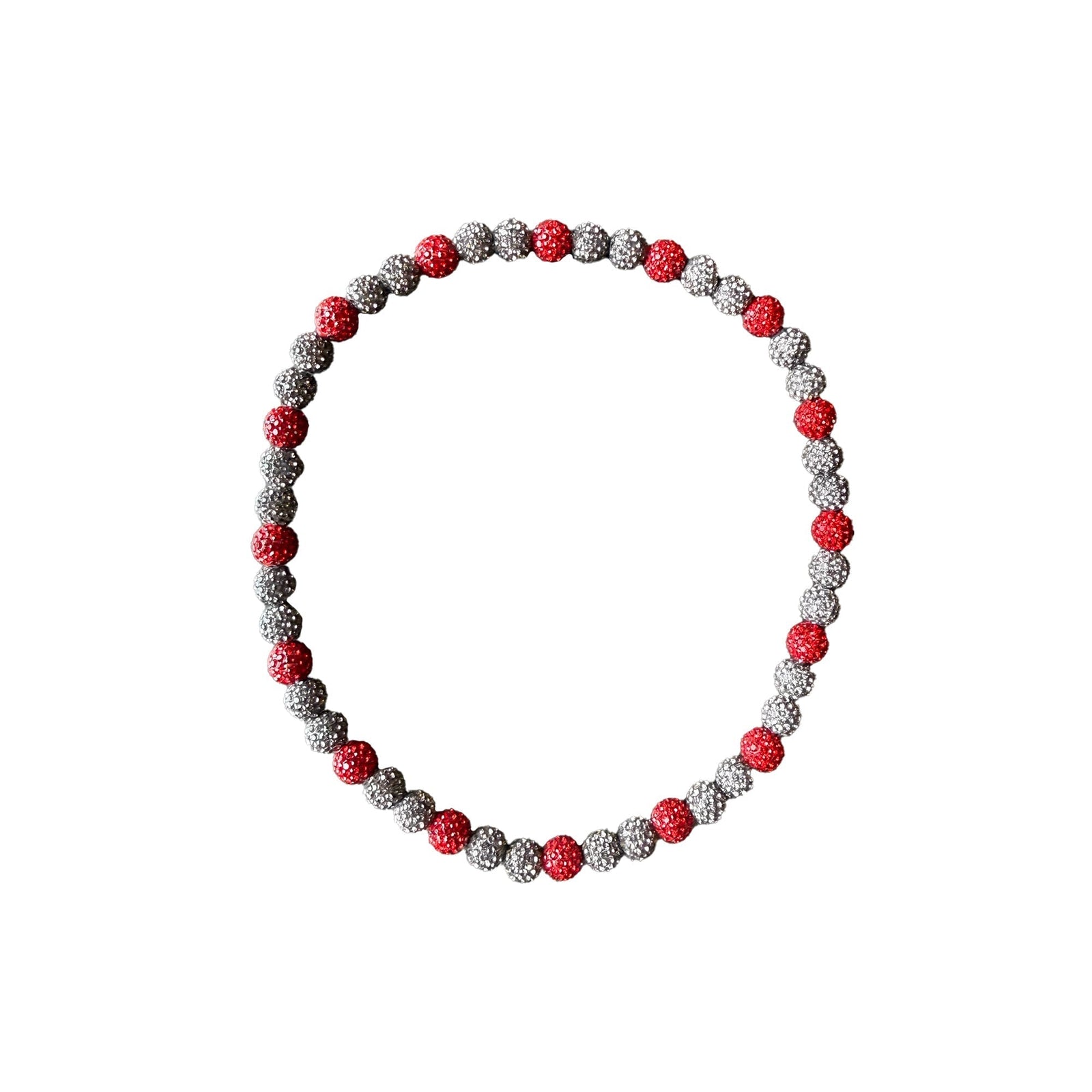 Woke Up Rad Bling Bead Necklace (red/grey) - Red Grey / 18 Inch