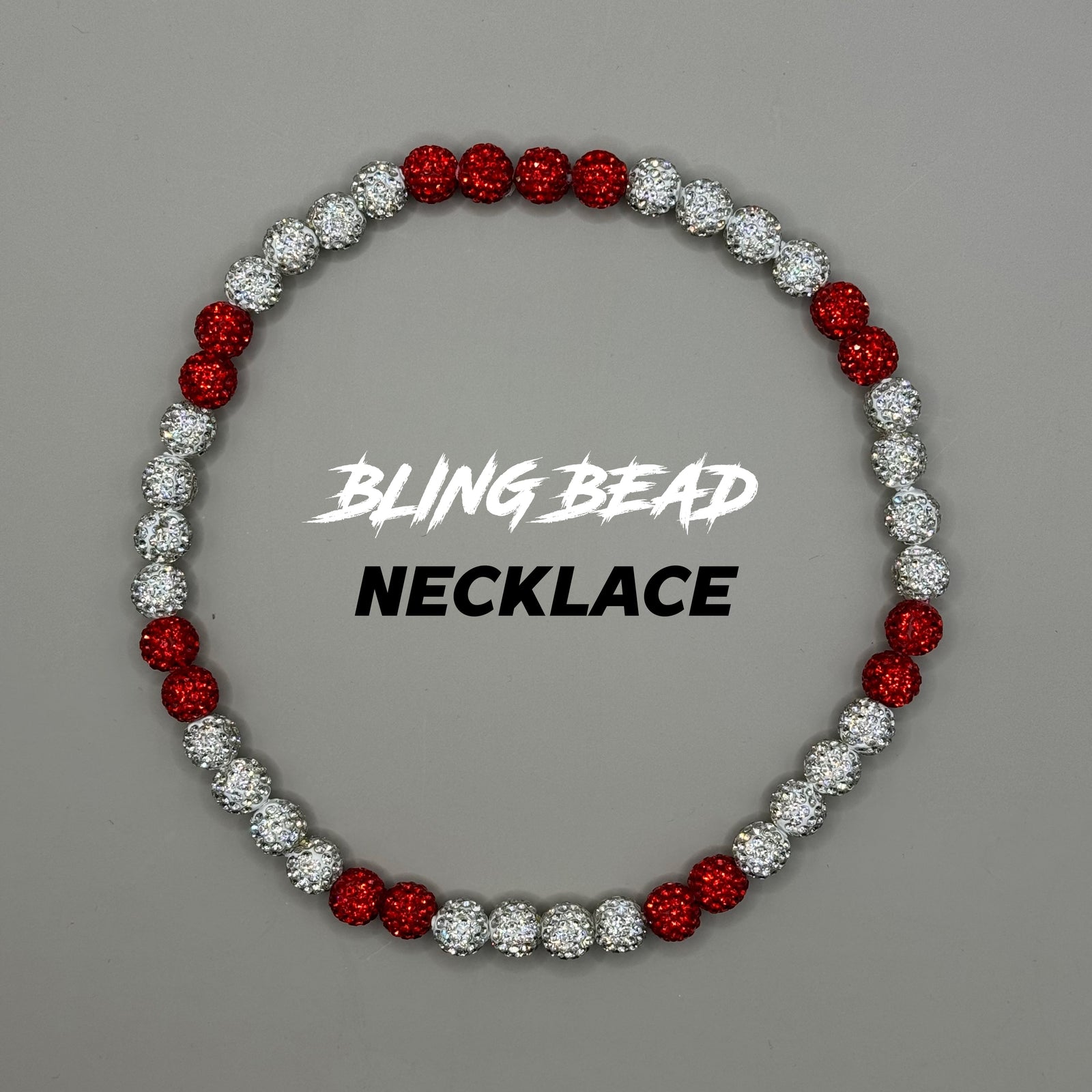 Woke Up Rad Bling Bead Necklace (red/whites) - 18 Inch