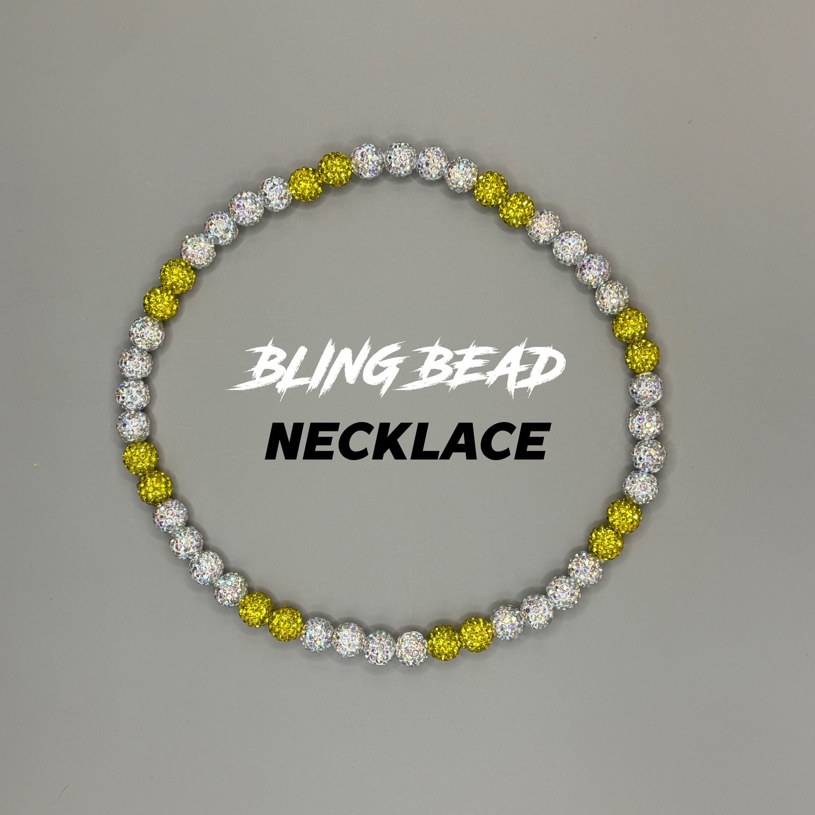 Woke Up Rad Bling Bead Necklace (white/yellows) - White Yellow / 18 Inch