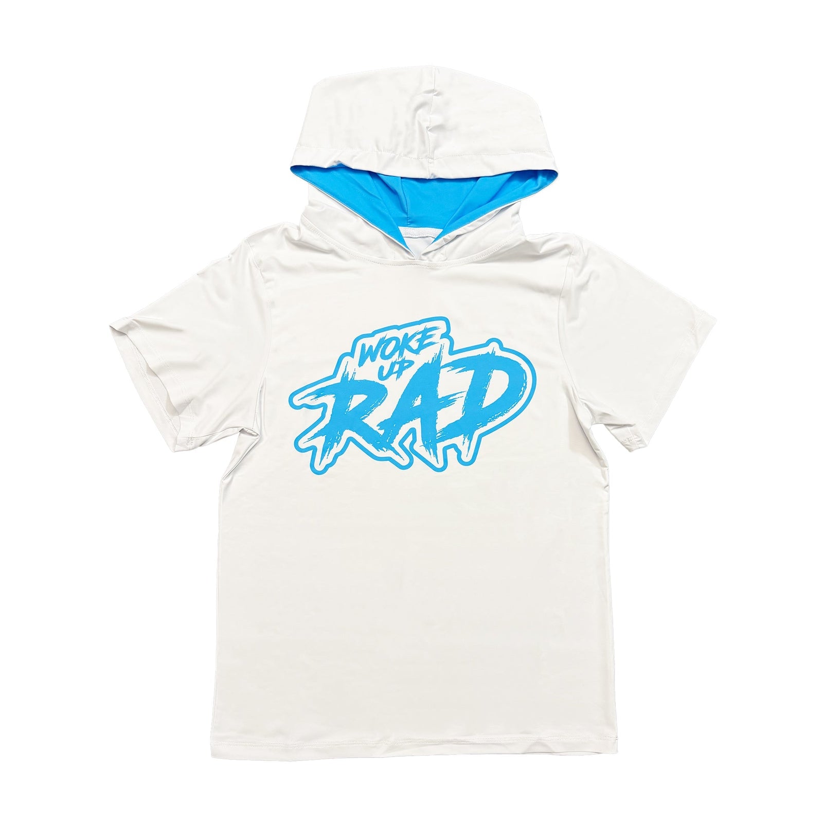 Woke Up Rad Premium Short Sleeve Hooded Tee - Blue/white