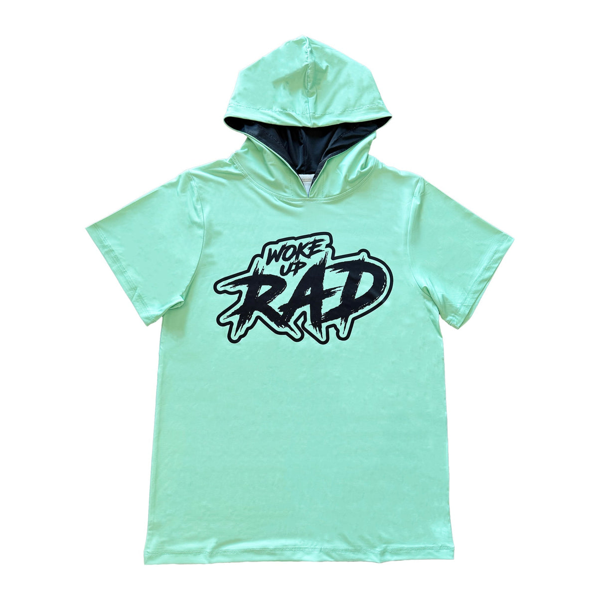 Woke Up Rad - Premium Short Sleeve Hooded Tee (mint/black)