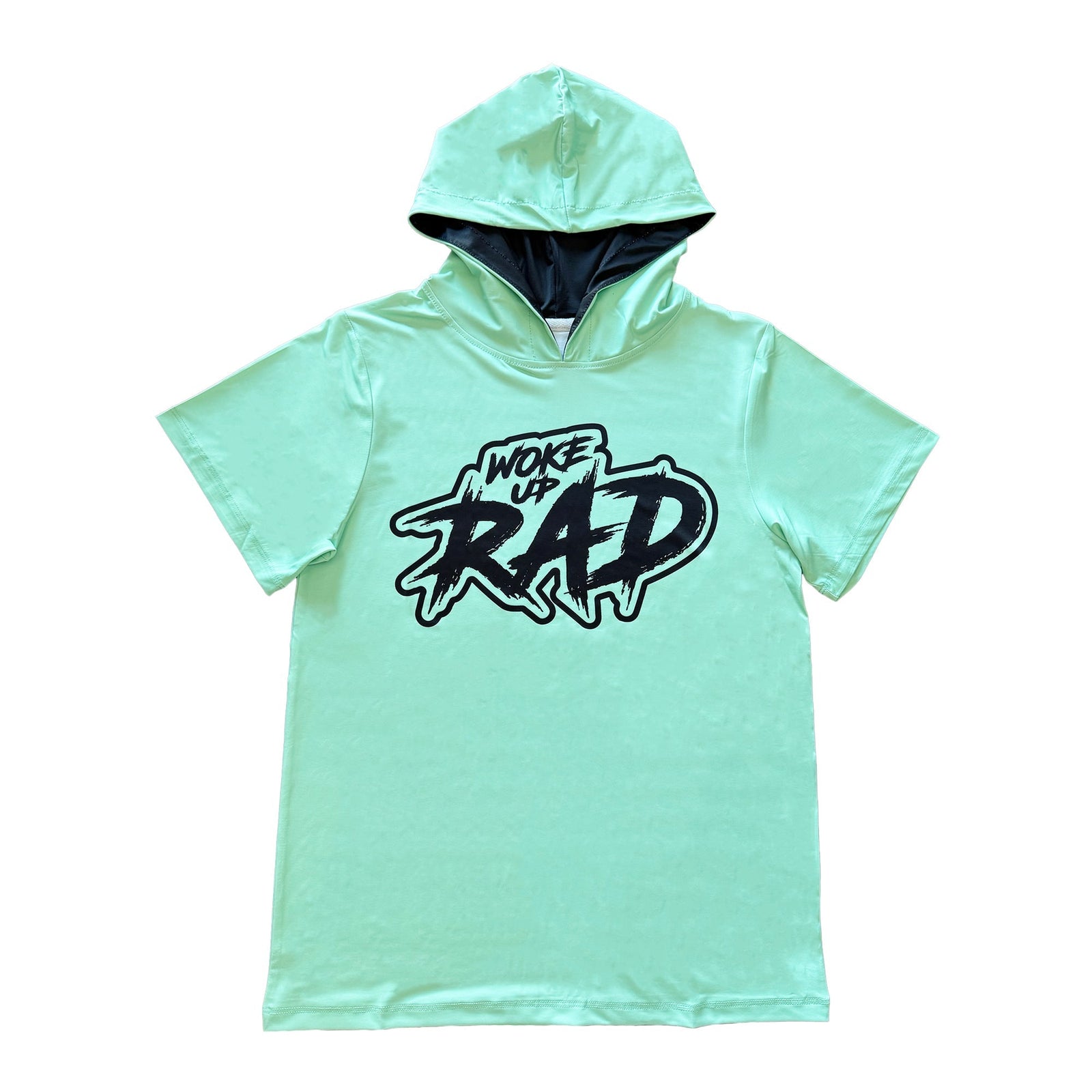 Woke Up Rad Premium Short Sleeve Hooded Tee - Mint/black