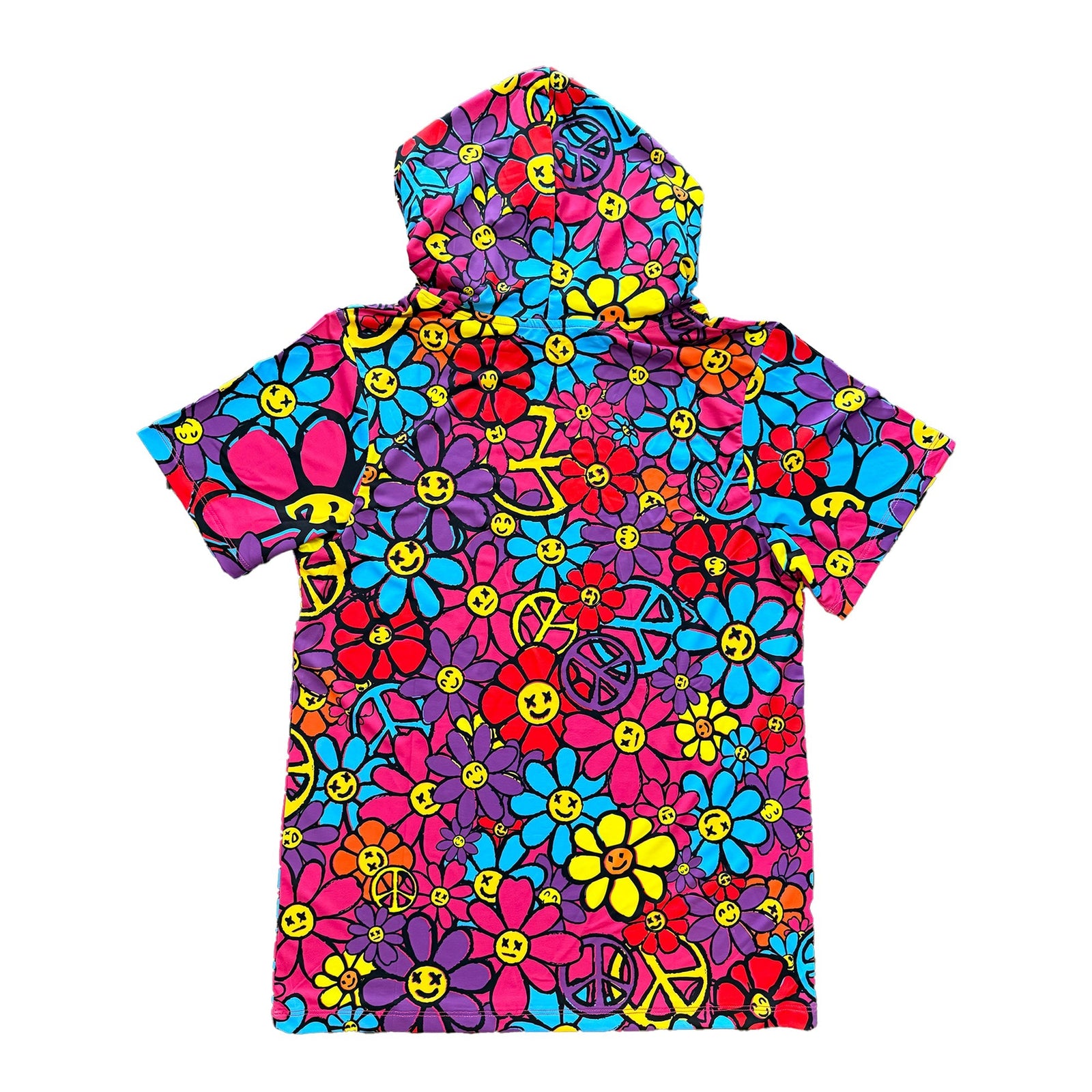 Woke Up Rad Premium Short Sleeve Hooded Tee - Peace & Petals