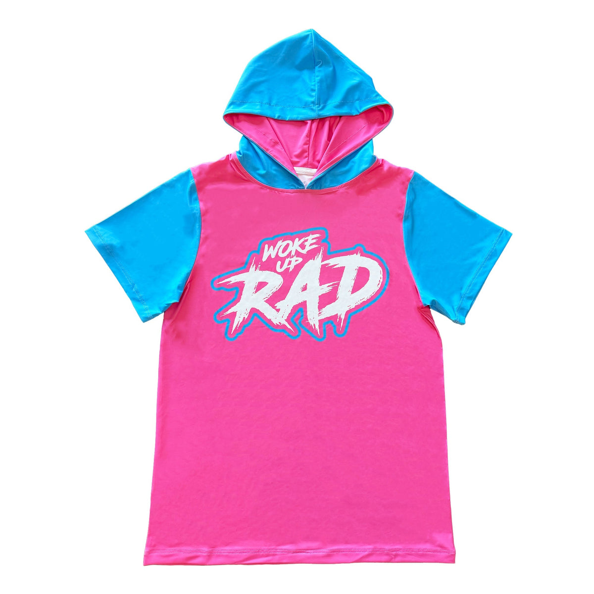 Woke Up Rad - Premium Short Sleeve Hooded Tee (pink/blue)