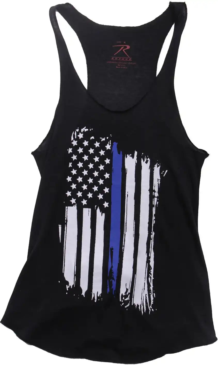 Women Thin Blue Line Flag Racerback Tank Top