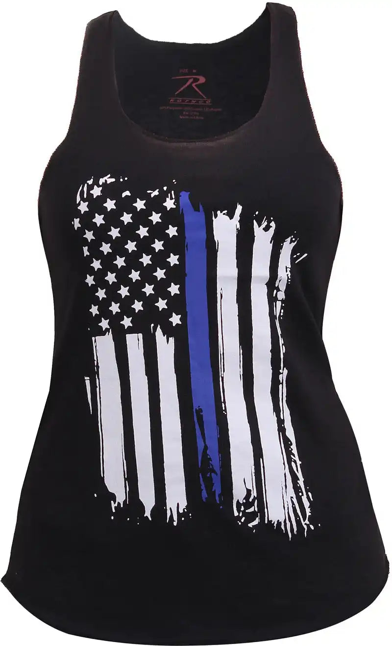 Women Thin Blue Line Flag Racerback Tank Top