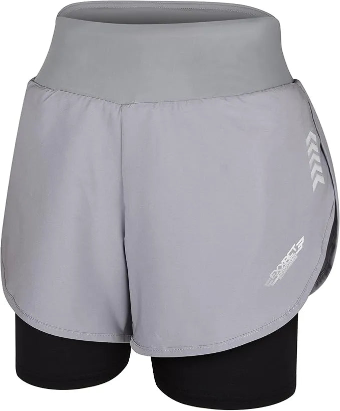 Women’s 2 in 1 Athletic Shorts with Compression Liner (gray) - X-small