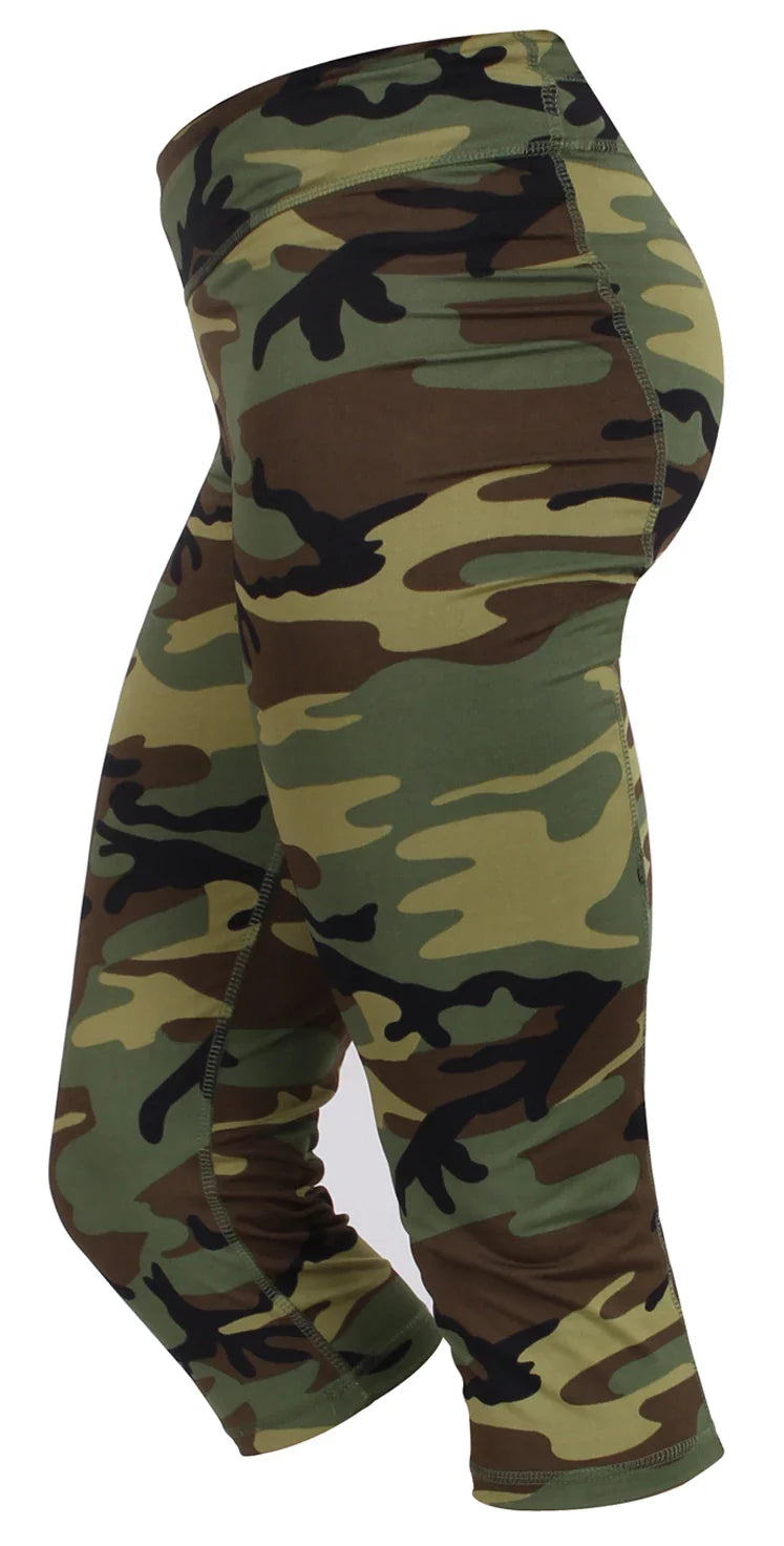 Womens Camo Workout Performance Capris - Xs