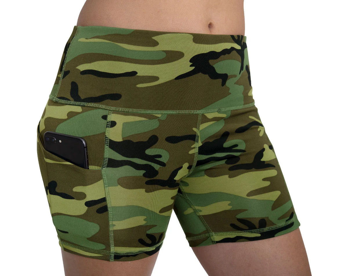 Womens Camo Workout Performance Legging Shorts - Xs