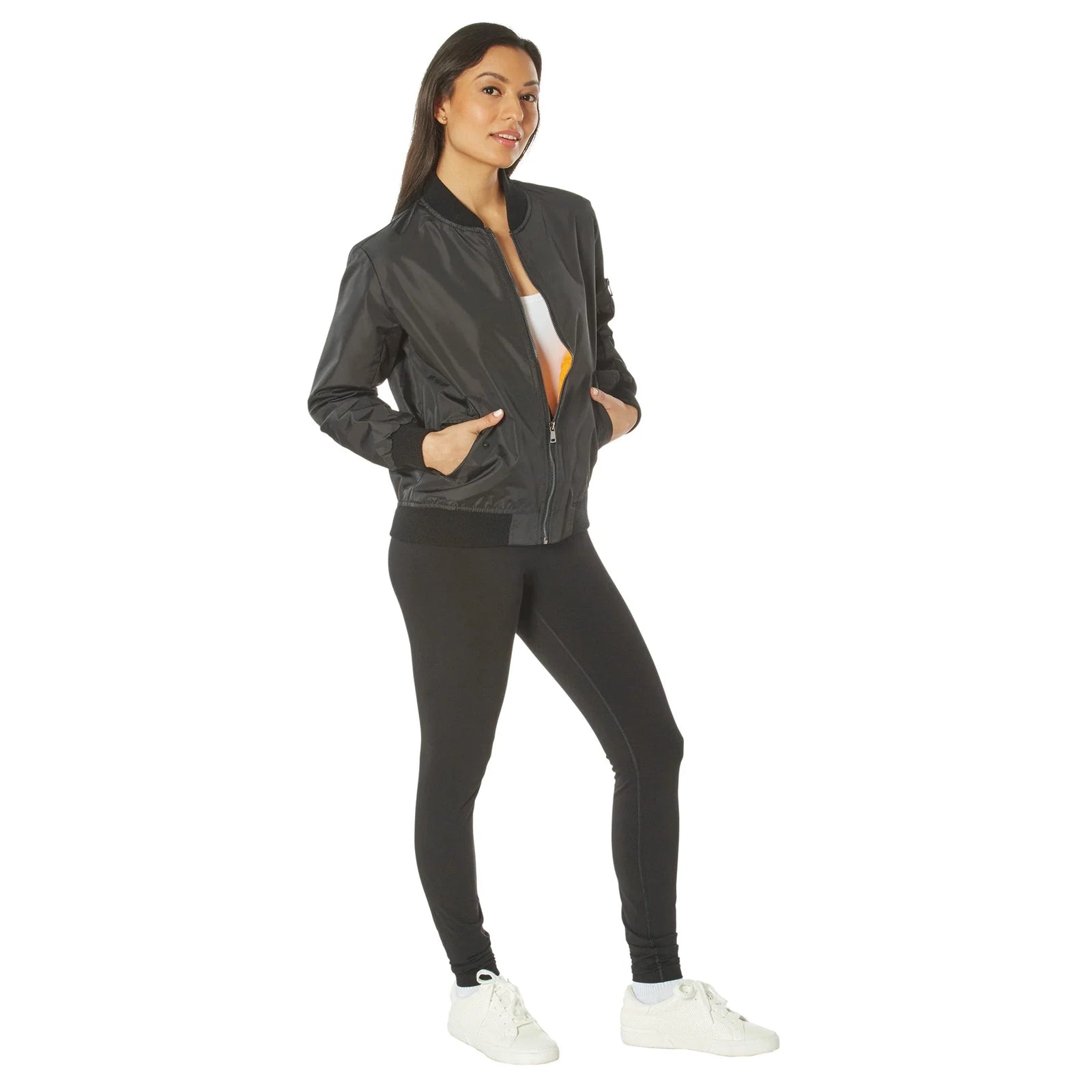 Womens Lightweight Ma-1 Flight Jacket - Black / Xxs