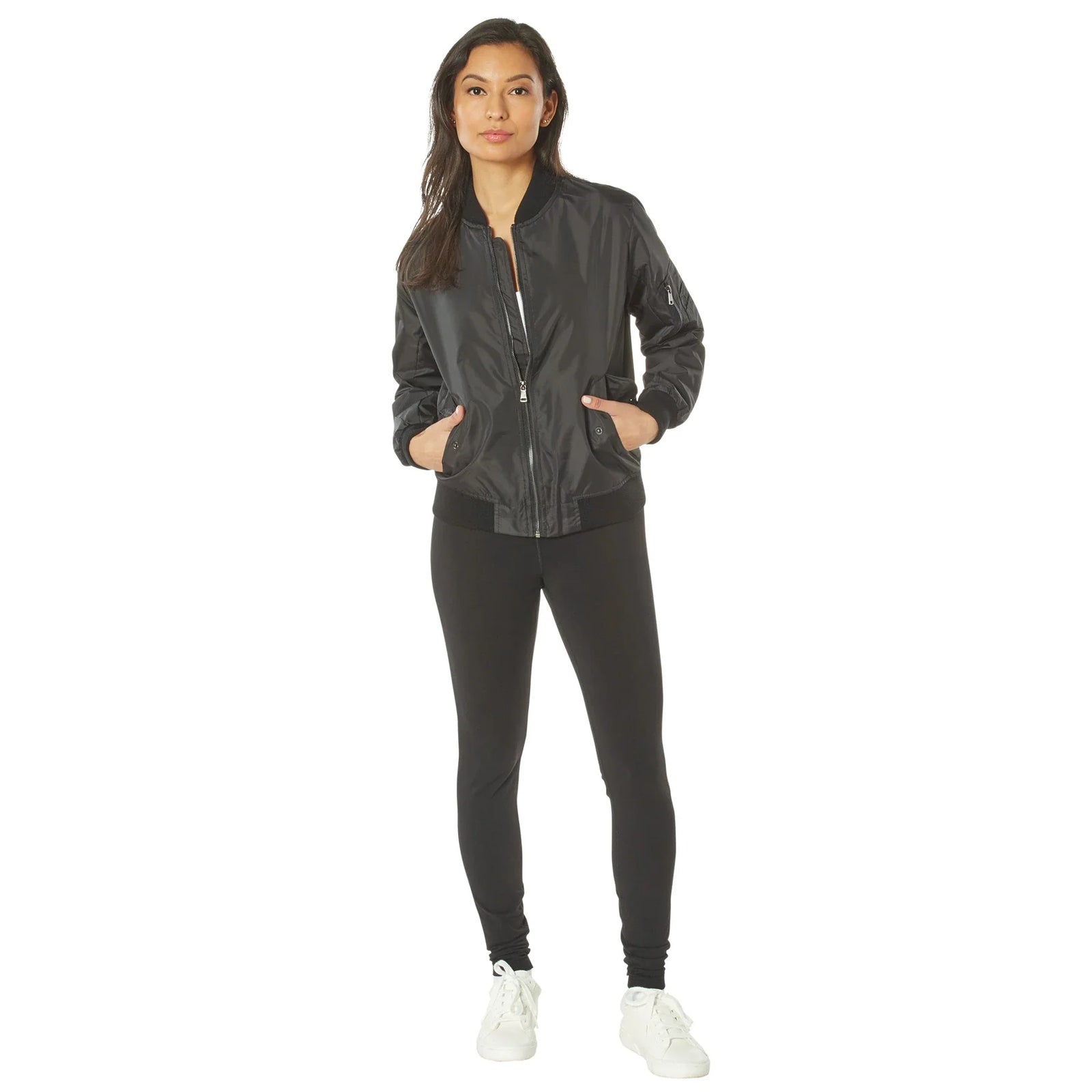 Womens Lightweight Ma-1 Flight Jacket - Black / Xxs